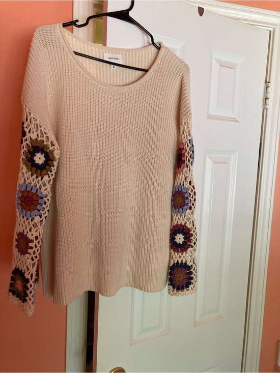 heyson Sweaters - Heyden Cream Off-The-Shoulder Crochet-Sleeve Sweater
